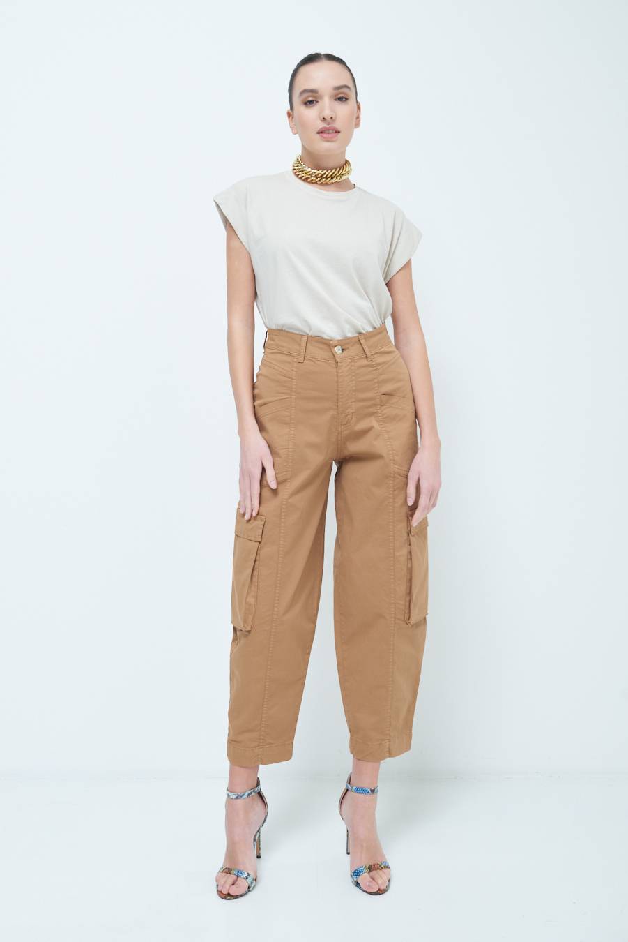 Kikisix PANTALONE TASCONI BEIGE Moda
