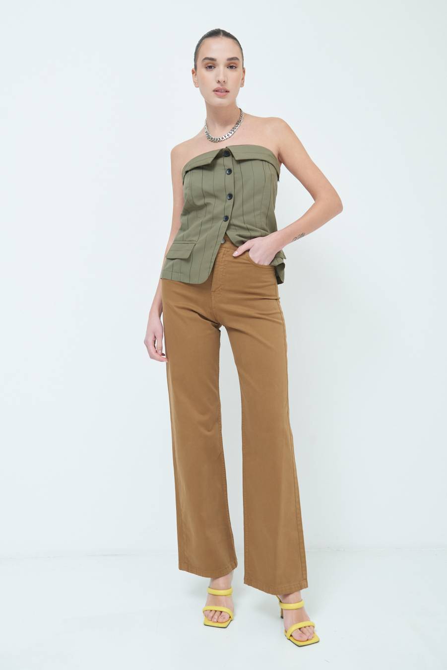 Kikisix PANTALONE PALAZZO BEIGE Shopping online