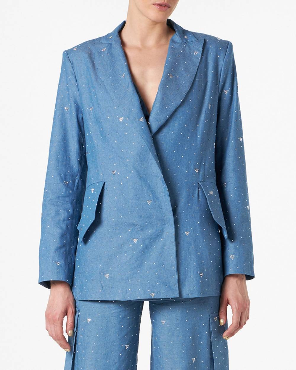 Le Twins Como Chambray Strass Celeste Qualità