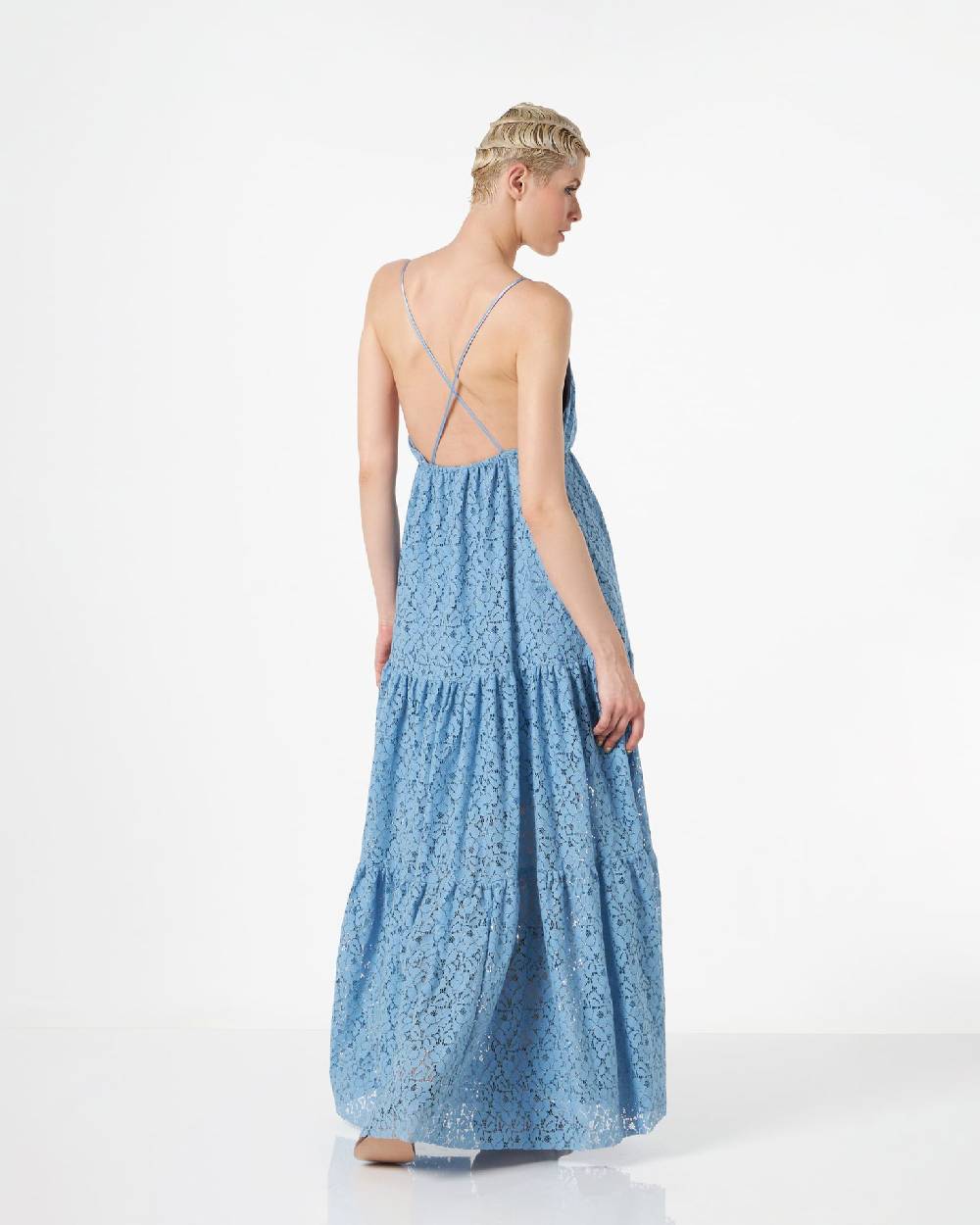 Le Twins Ostuni Pizzo Lurex Celeste Saldi Di Fabbrica