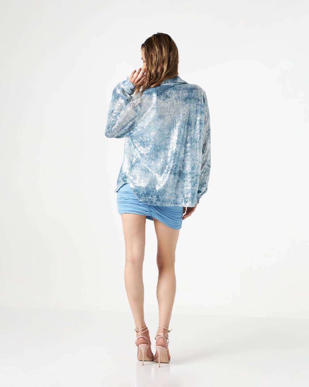 Le Twins Daniela Paillettes Jeans Celeste Negozi Online