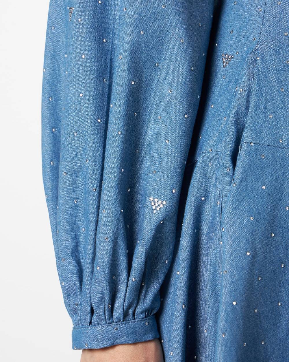 Le Twins Lucrezia Chambray Jeans Celeste con Strass Shopping Online