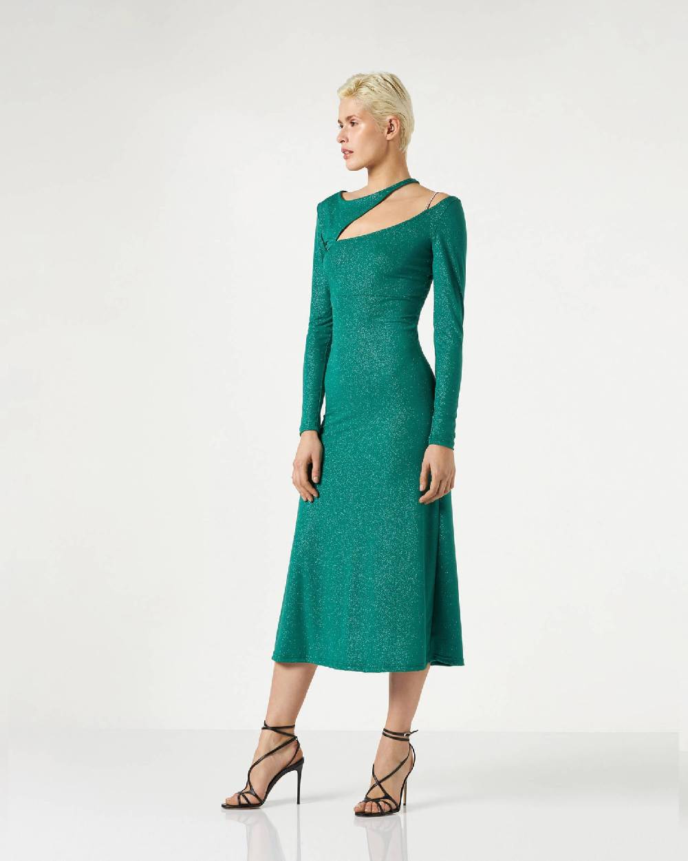 Le Twins Catia Jersey Lurex Verde Negozi Online