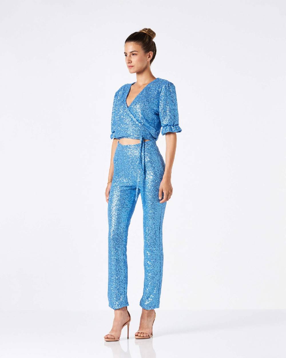 Le Twins Matilde Incrocio Paillettes Celeste Outlet