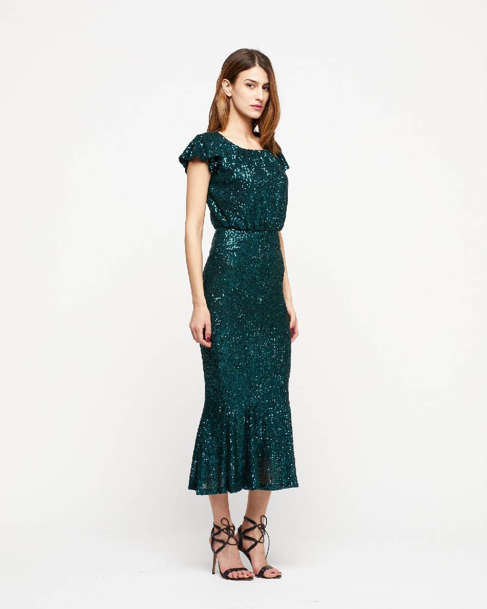 Le Twins Abito Sabrina – Paillettes Verde Vendita Calda