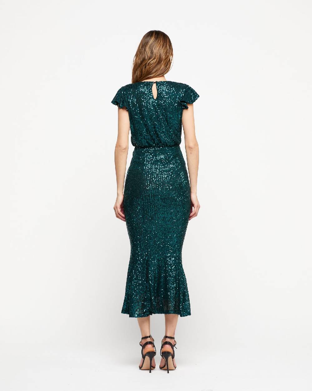 Le Twins Abito Sabrina – Paillettes Verde Vendita Calda