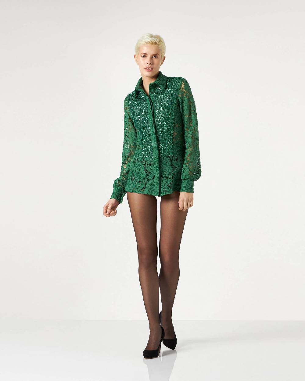 Le Twins Marsala Pizzo e Paillettes Verde Qualità