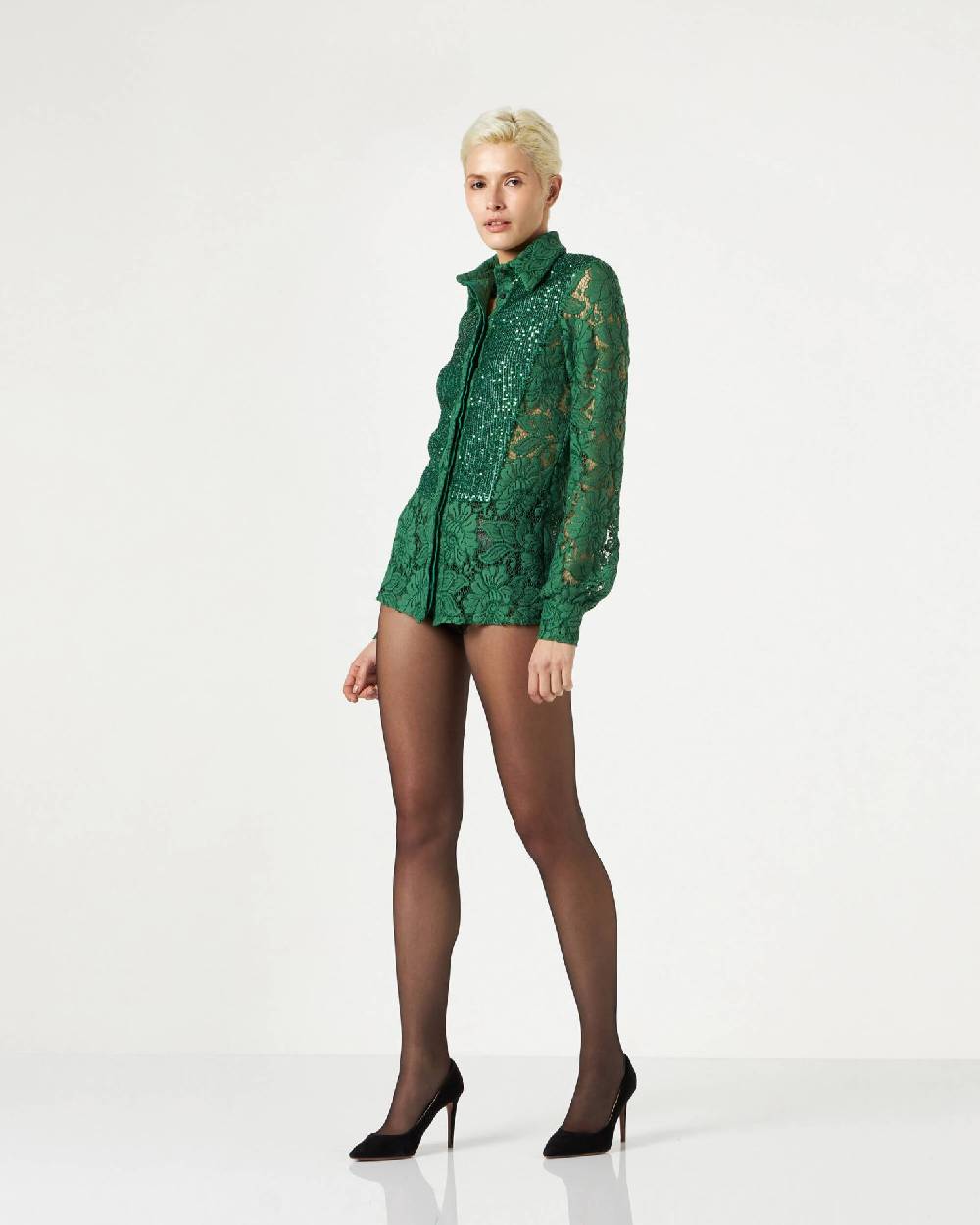 Le Twins Marsala Pizzo e Paillettes Verde Qualità