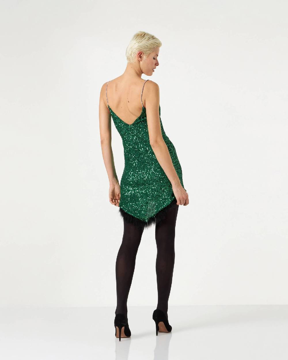 Le Twins Alessandria Paillettes Piume Verde Negozi Online