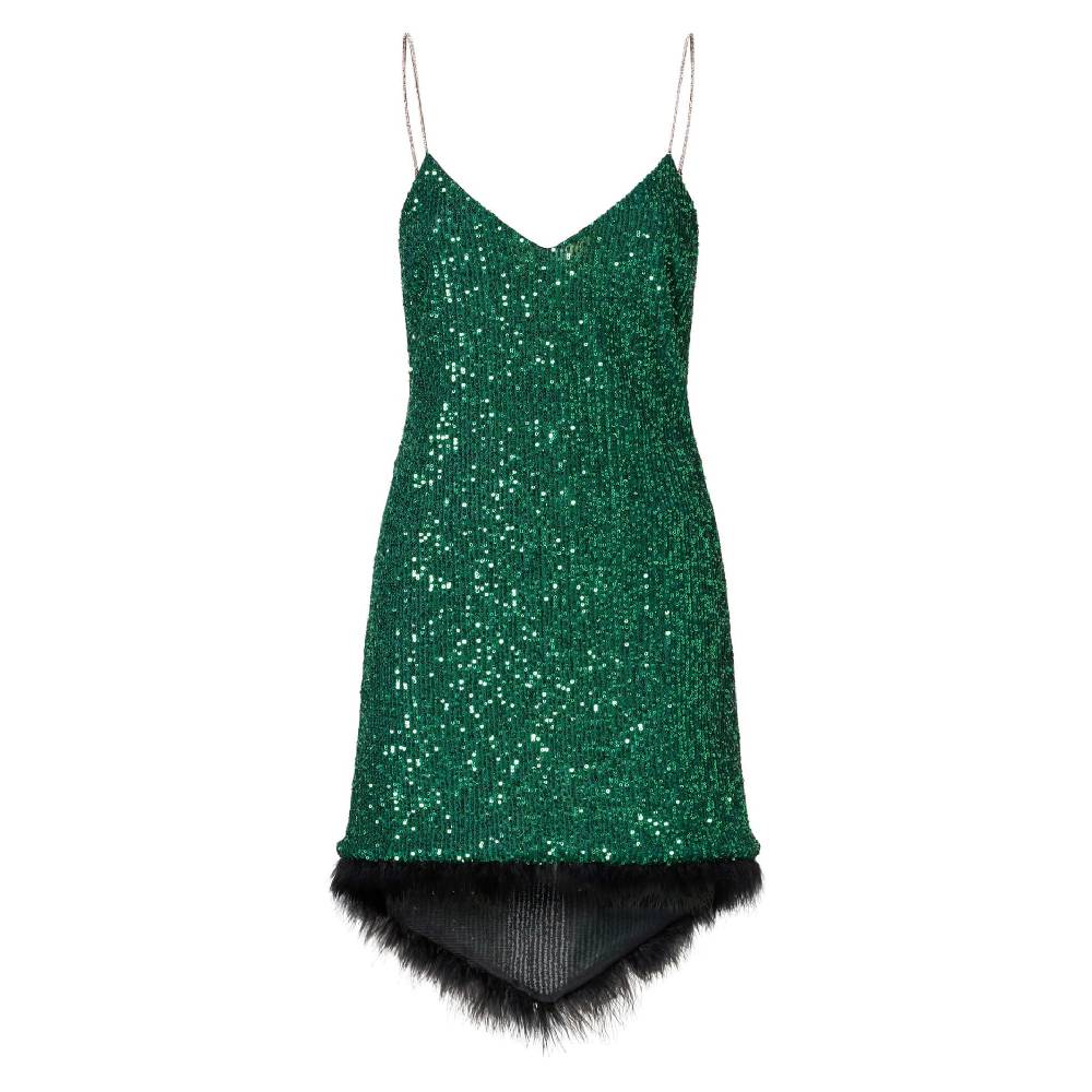 Le Twins Alessandria Paillettes Piume Verde Negozi Online