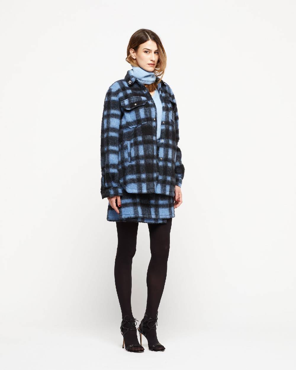 Le Twins Camicia Daniela – Quadri Celeste e Nero Italia