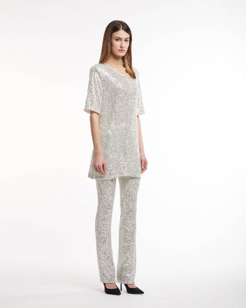 Le Twins Abito Clara – Paillettes Argento Italy