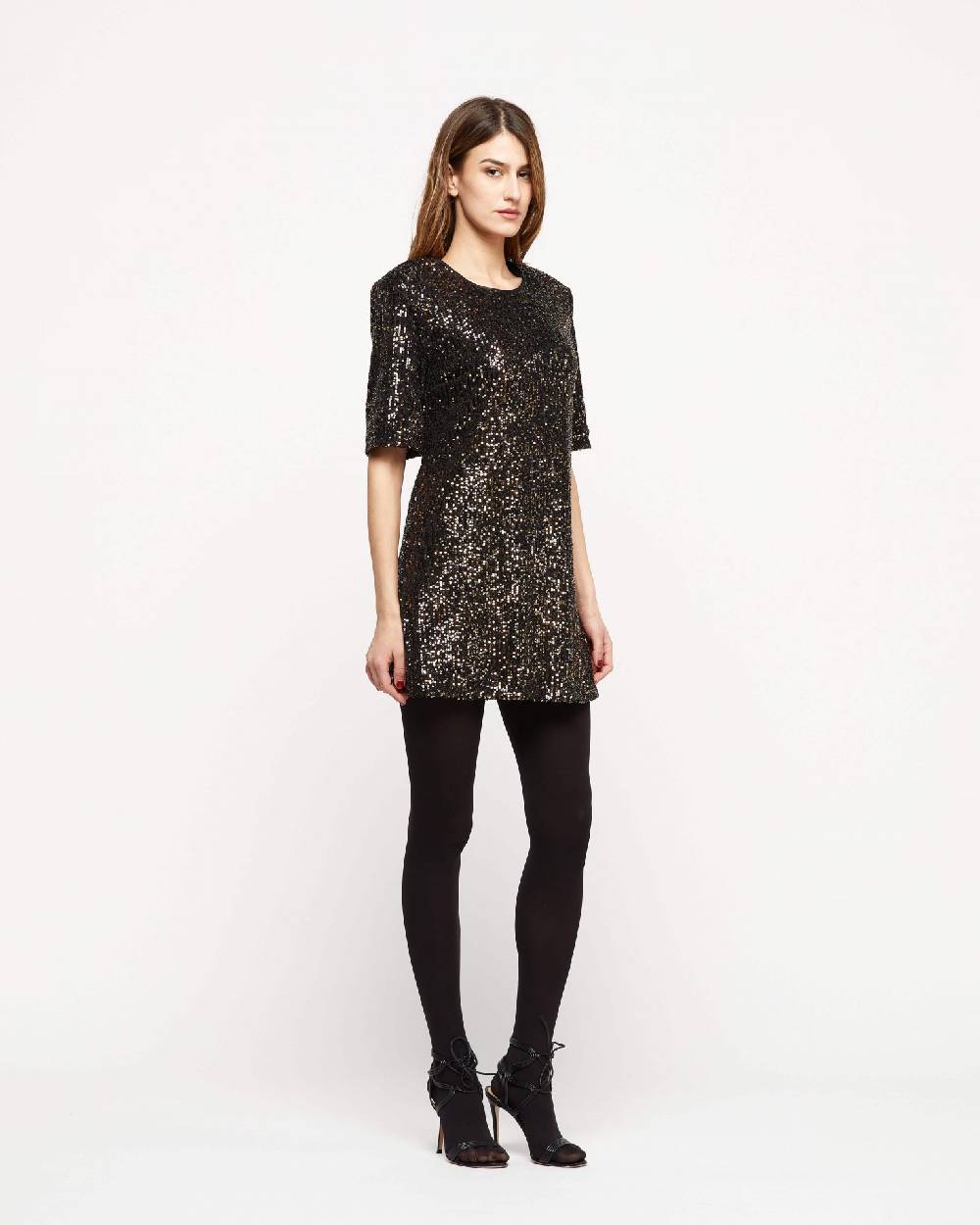 Le Twins Abito Clara – Paillettes Nero e Oro Presa
