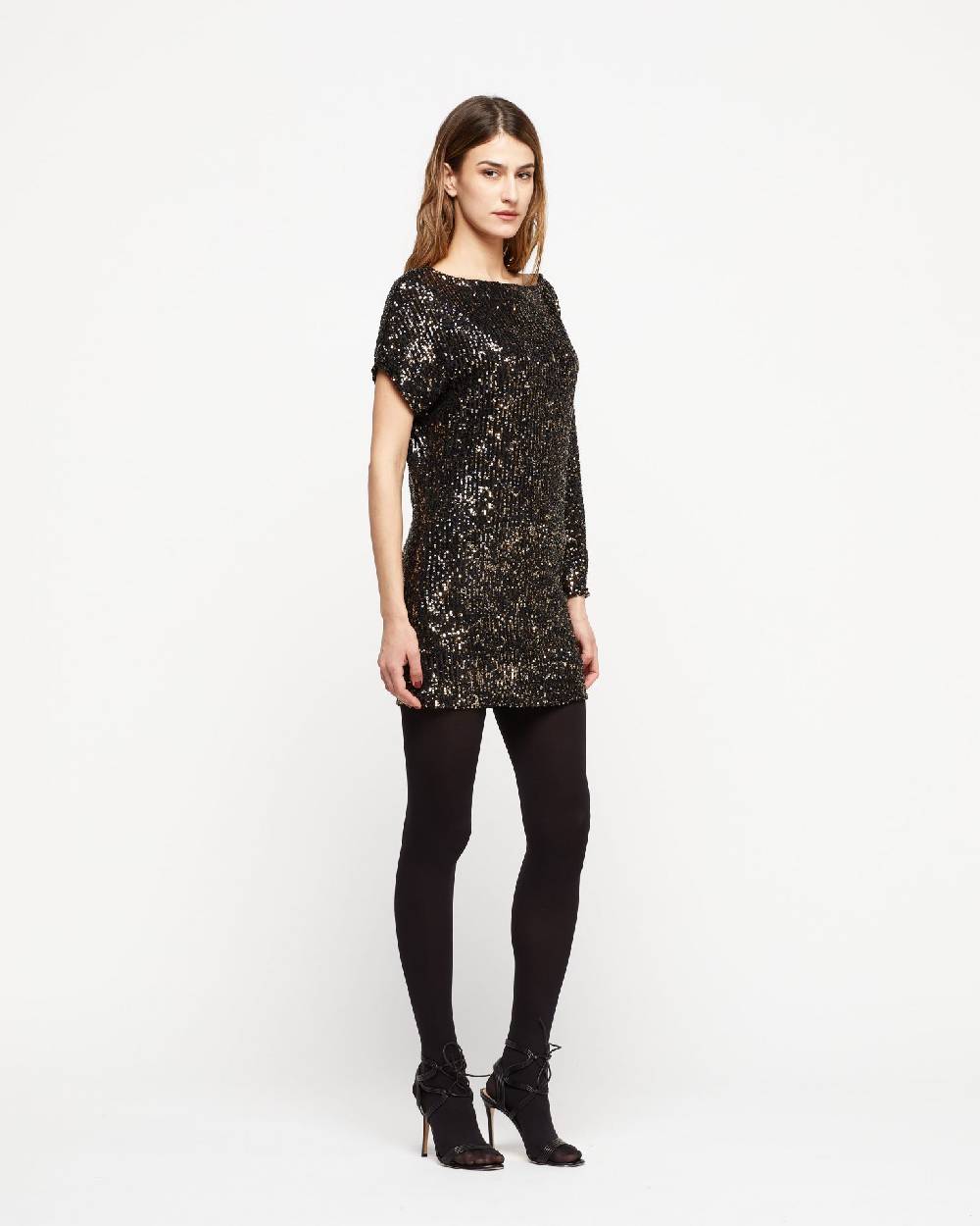 Le Twins Abito Ezia – Paillettes Nero e Oro Spedizione Gratuita