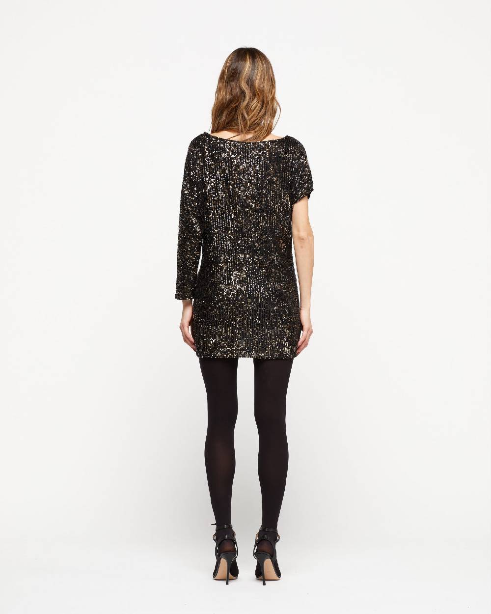 Le Twins Abito Ezia – Paillettes Nero e Oro Spedizione Gratuita
