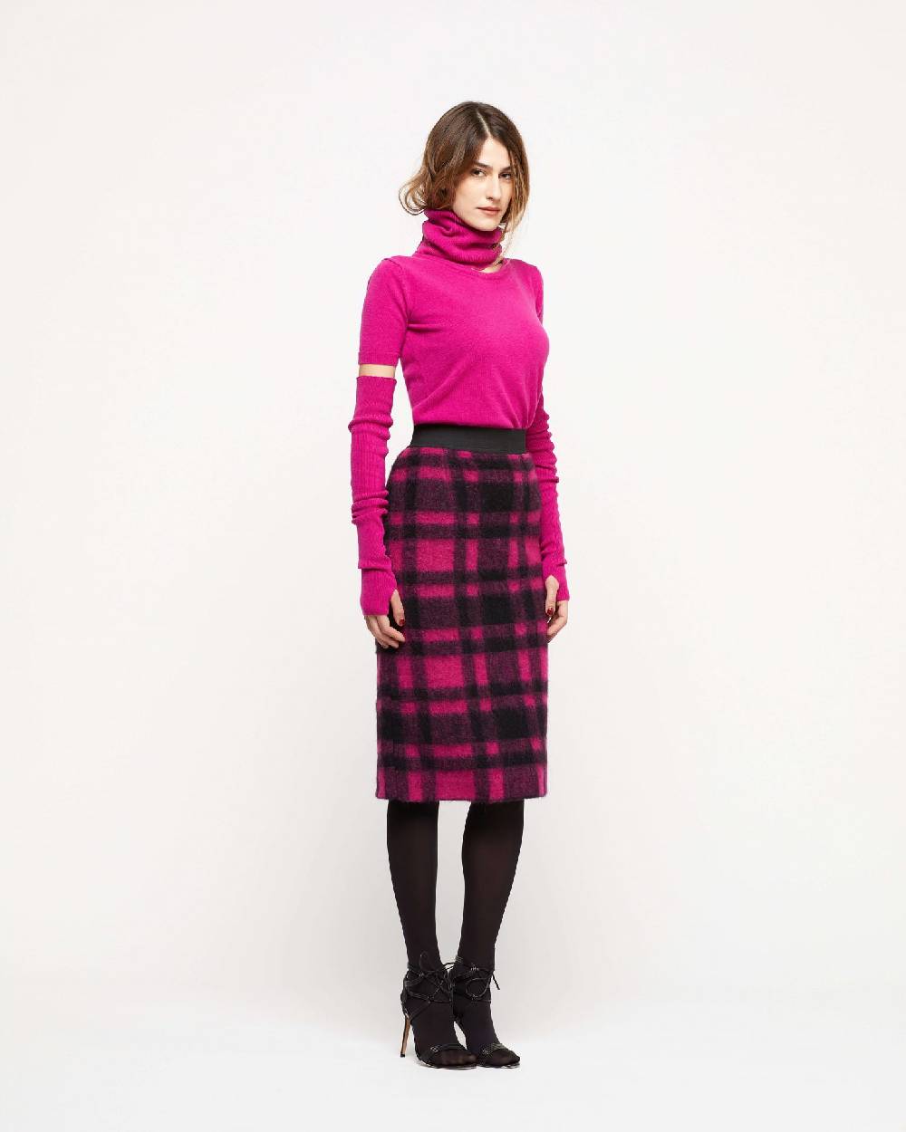 Le Twins Gonna Vilma – Quadri Fucsia e Nero Vendita Calda