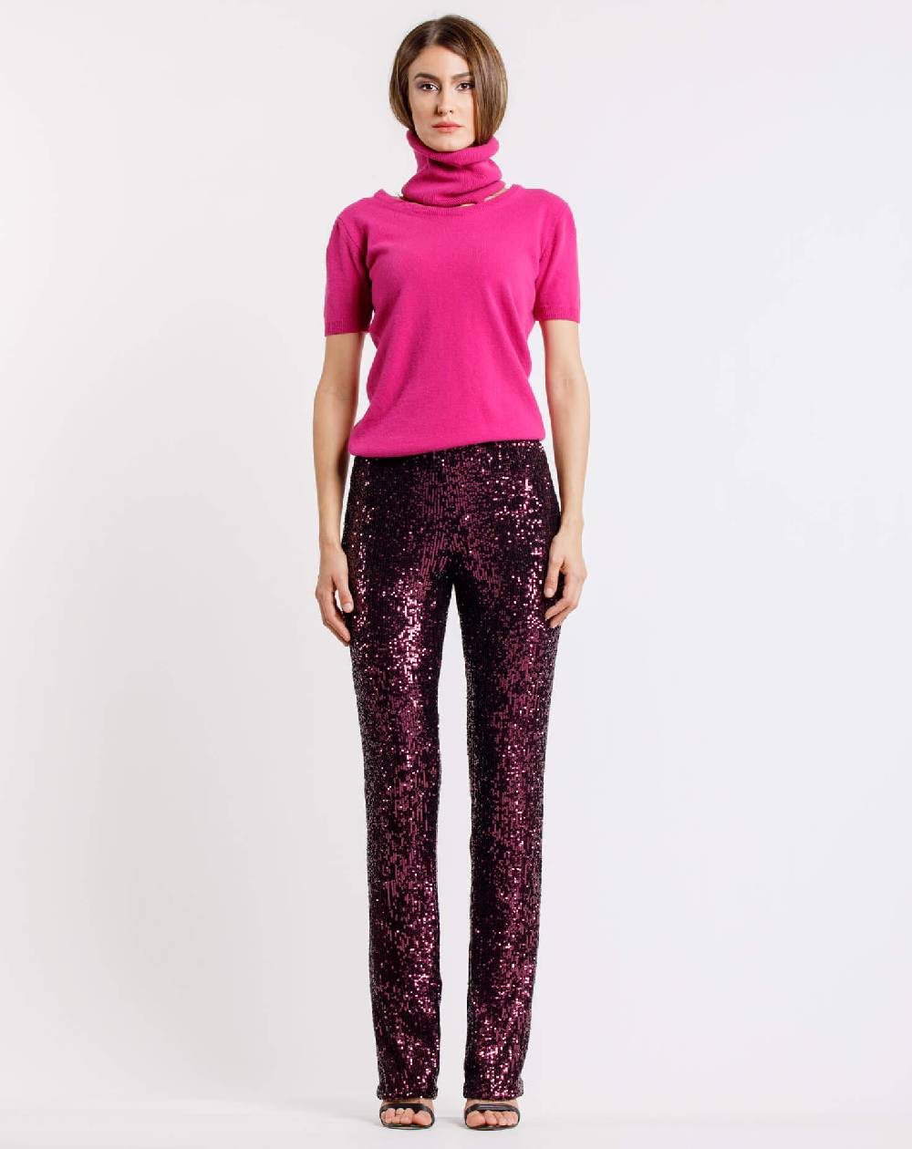 Le Twins Pantalone Raffaella – Paillettes – Bordeaux Nuova