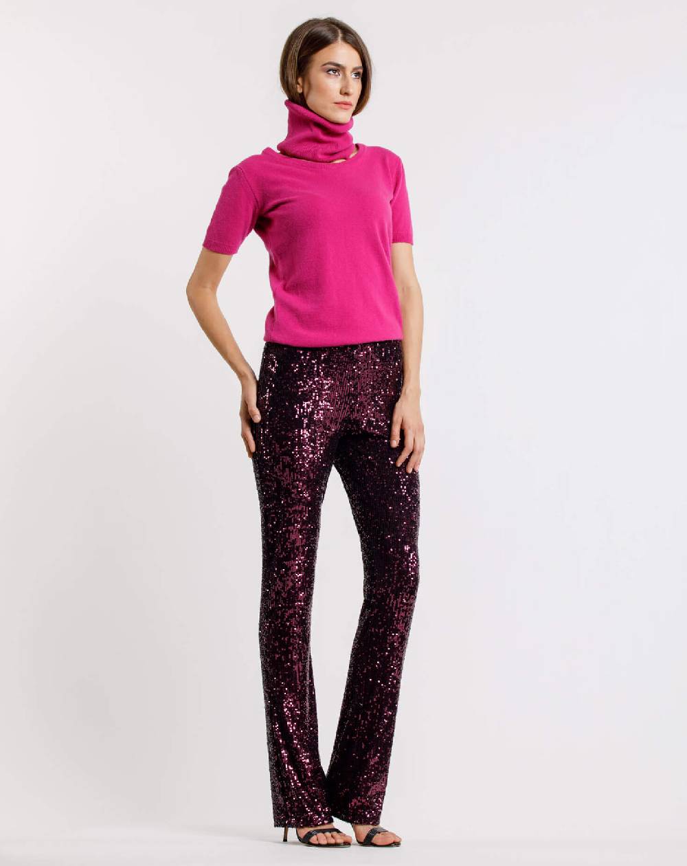 Le Twins Pantalone Raffaella – Paillettes – Bordeaux Nuova