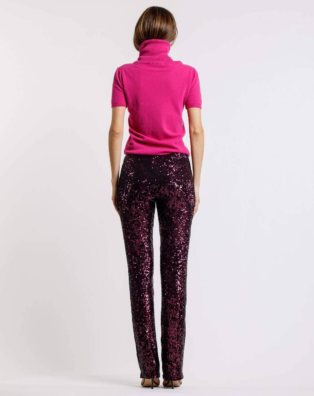 Le Twins Pantalone Raffaella – Paillettes – Bordeaux Nuova