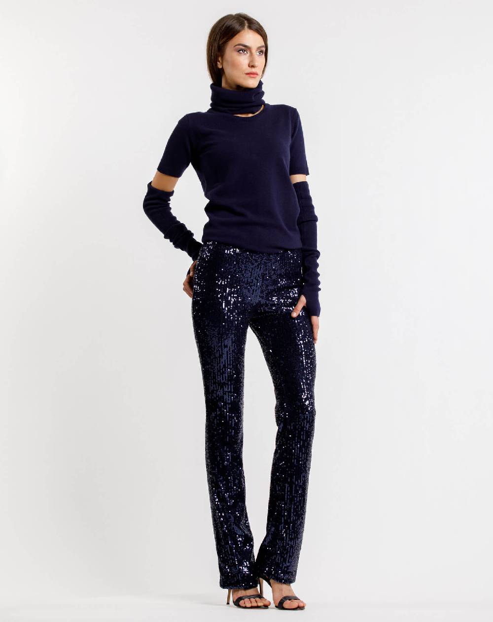 Le Twins Pantalone Raffaella – Paillettes Blu Moda
