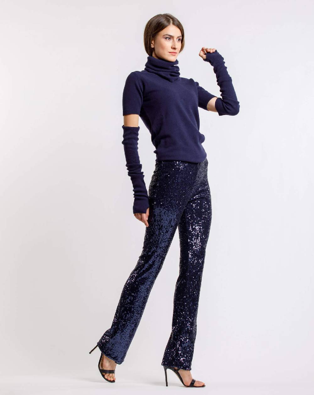 Le Twins Pantalone Raffaella – Paillettes Blu Moda