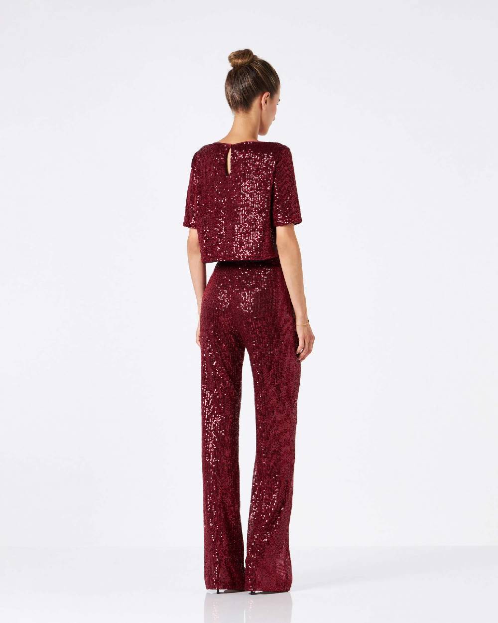 Le Twins Pantalone Raffaella – Paillettes Bordeaux 2025