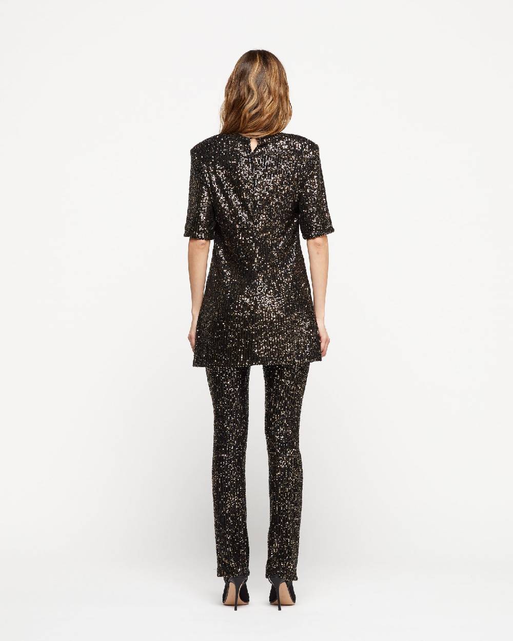 Le Twins Pantalone Raffaella – Paillettes Nero e Oro Italy