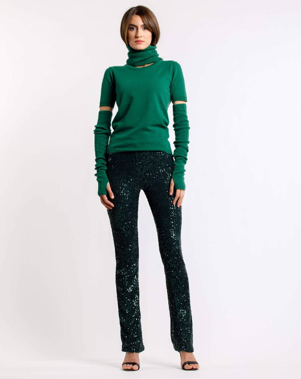 Le Twins Pantalone Raffaella – Paillettes Verde 2025