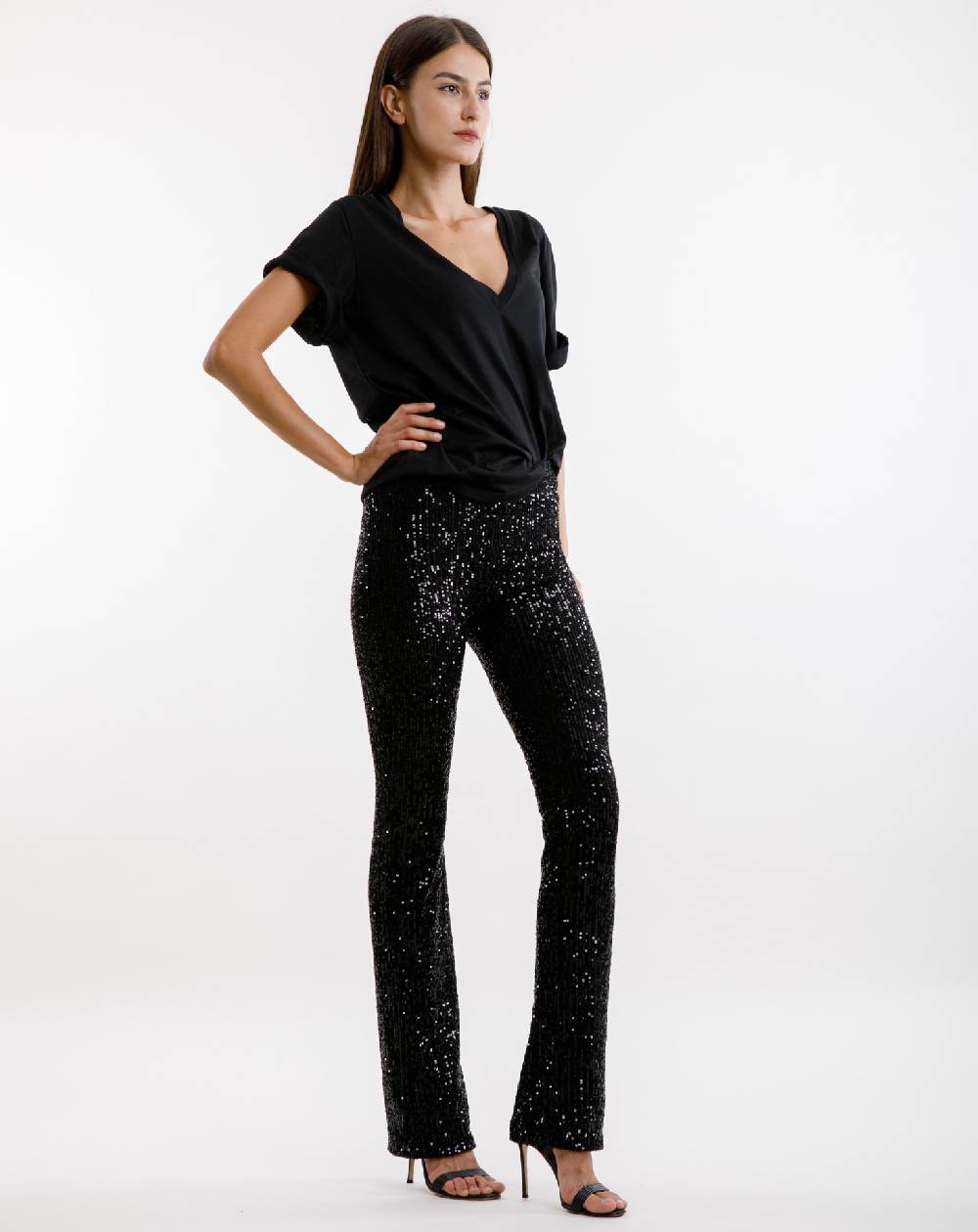 Le Twins Pantalone Raffaella – Paillettes Nero Novità