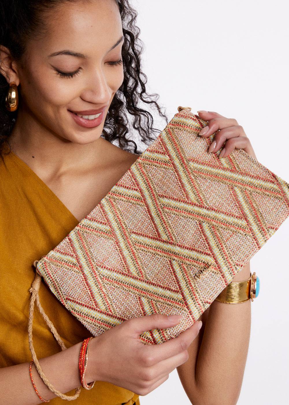 Nalí RITA POUCH IN STRAW + COLORS Italia