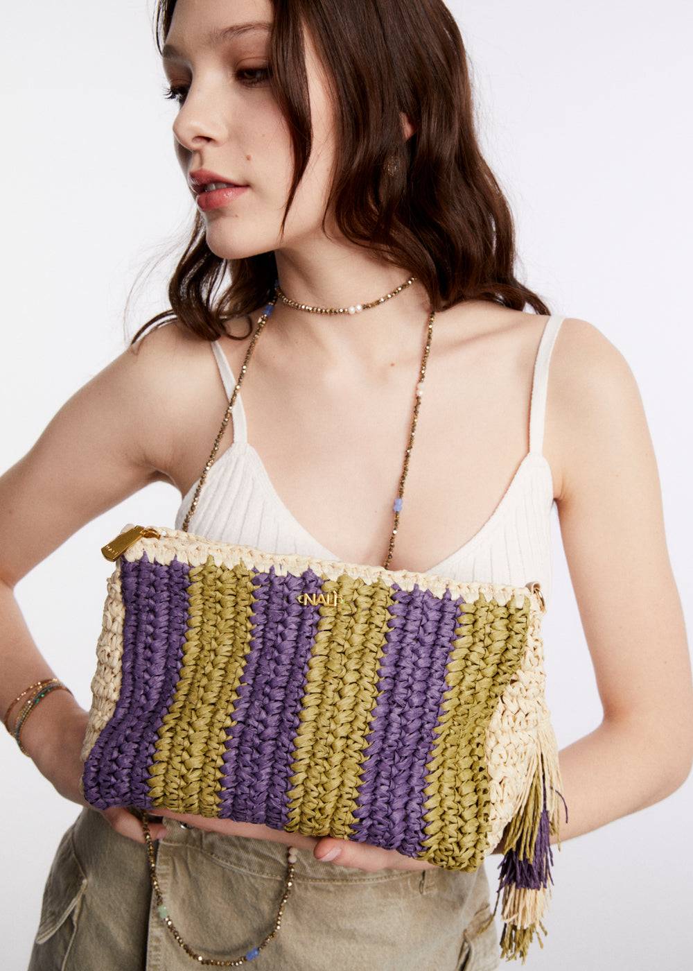 Nalí NANA POUCH IN RAFFIA + COLORS Nuovo