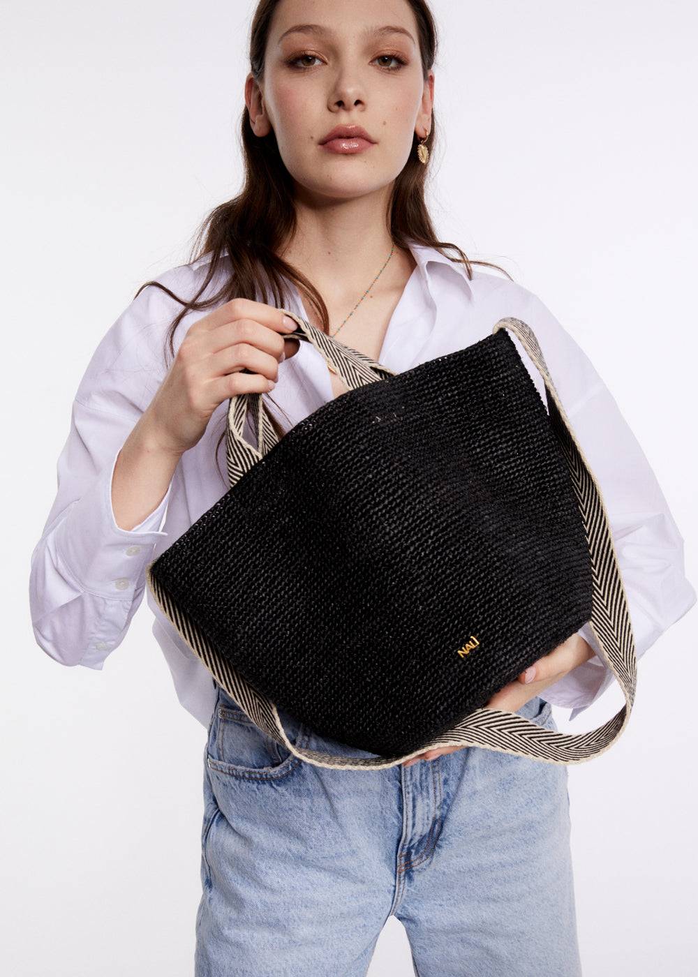 Nalí DEVON SMALL SHOPPER BAG IN RAFFIA + COLORS Promozione