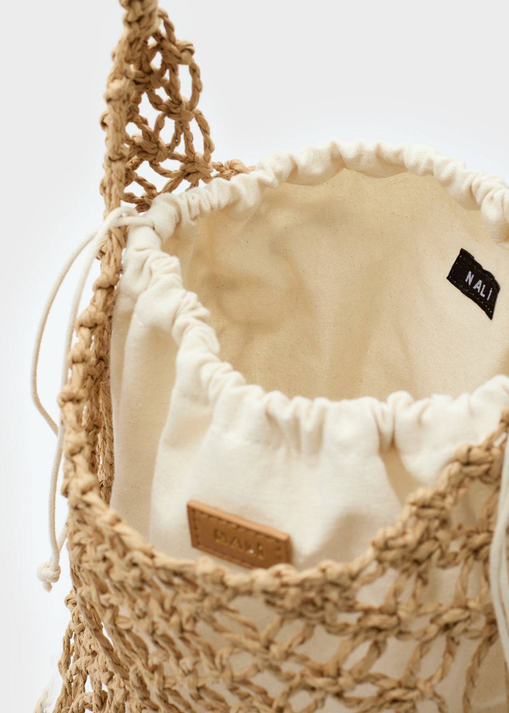 Nalí SYLVIA BUCKET BAG IN RAFFIA + COLORS Qualità Garantita