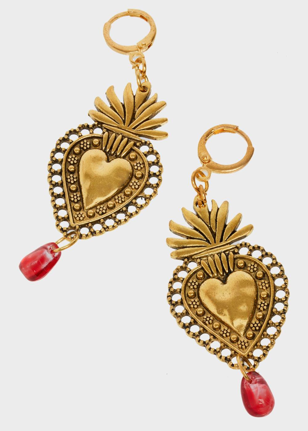 Nalí GOLD EARRINGS WITH RED SACRED HEART Cyber Monday