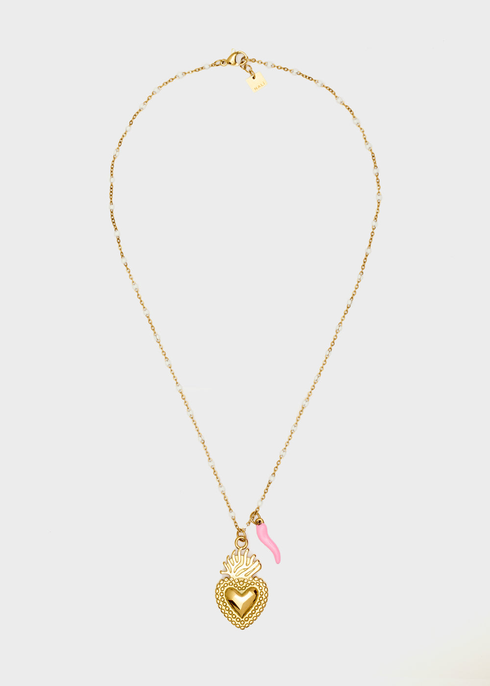 Nalí NINA NECKLACE W/ HEART+HORN + COLORS Italy