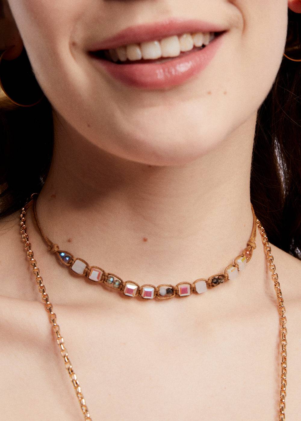 Nalí ROPE NECKLACE W/ BEADS + COLORS Spedizione Gratuita