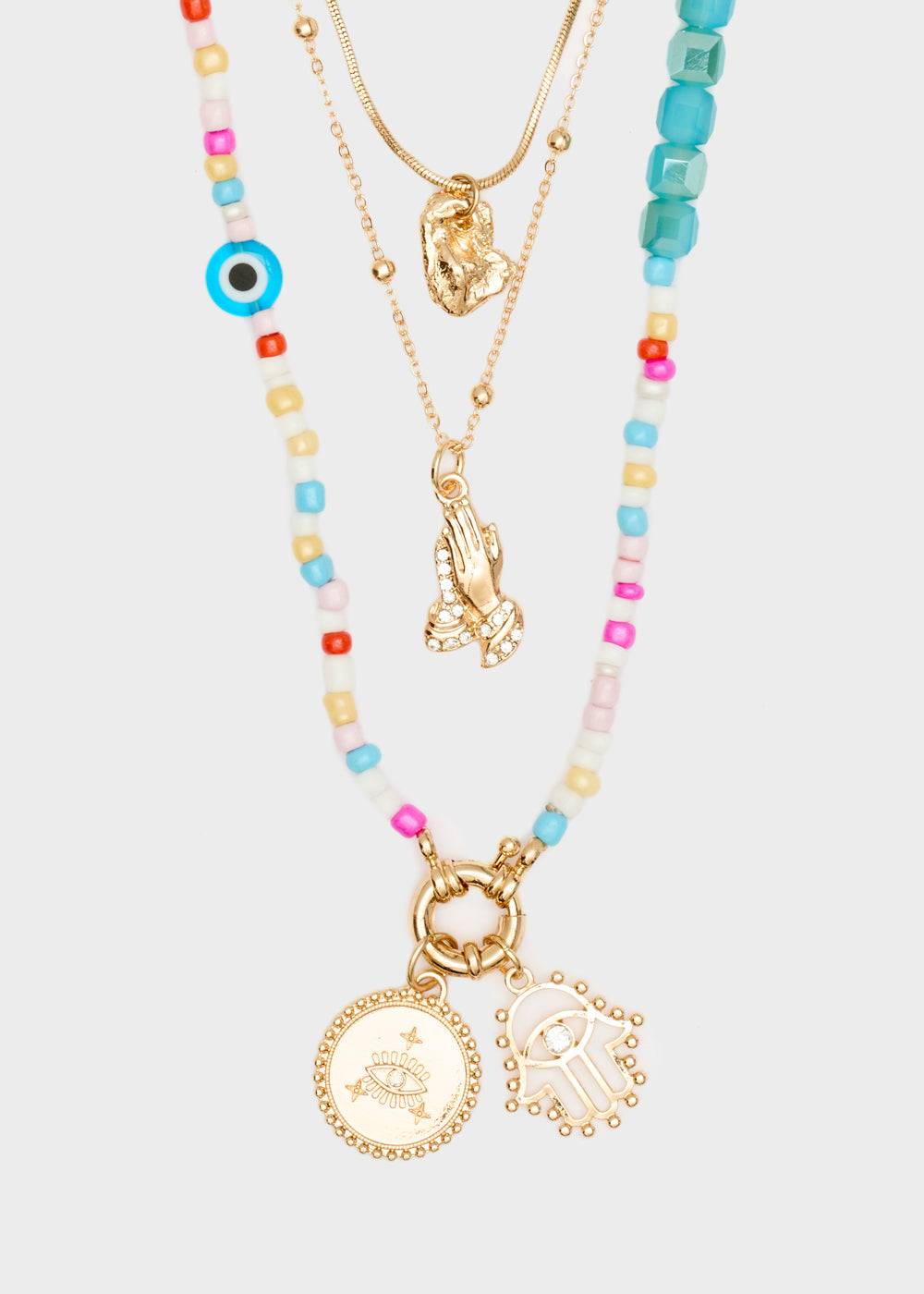 Nalí NECKLACE W/ PINK BEADS AND PENDANTS Negozi Online