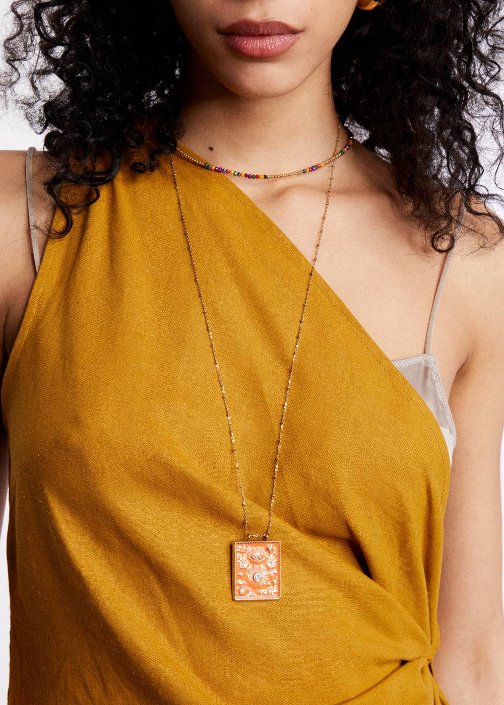 Nalí S.STEEL SOLE BIG NECKLACE GOLD + COLORS Offerte giornaliere