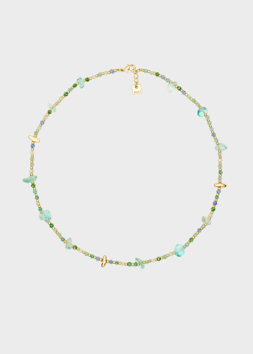 Nalí NECKLACE W/ GREEN+GOLD STONES Economico