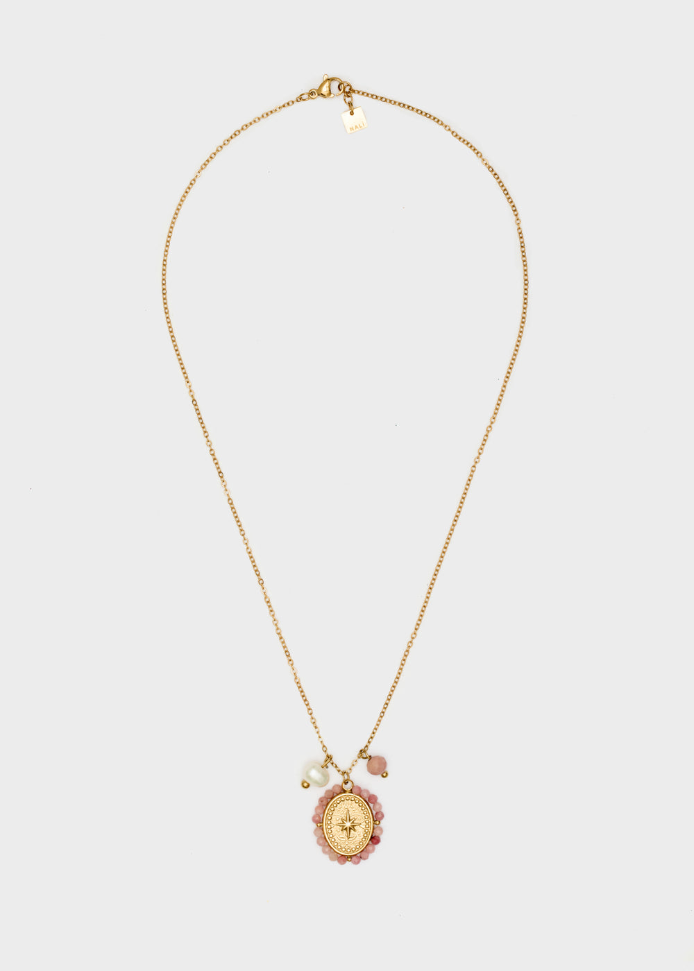 Nalí GOLD NECKLACE W/ PINK PENDANT+PEARLS Online
