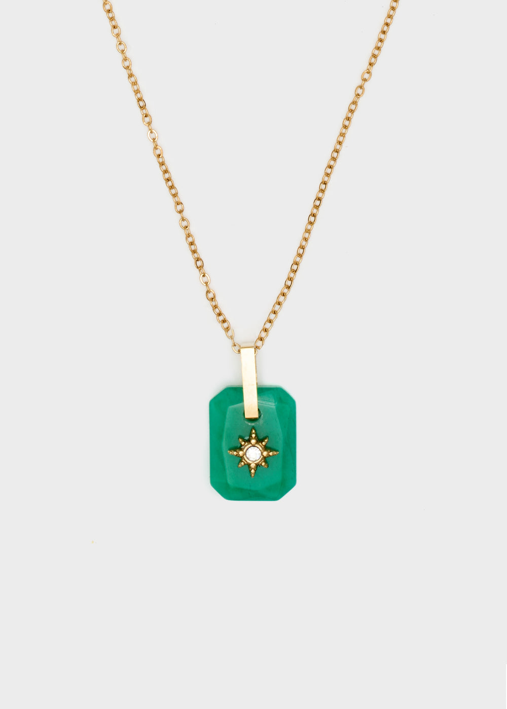 Nalí GOLD NECKLACE W/ GREEN STONE PENDANT Outlet