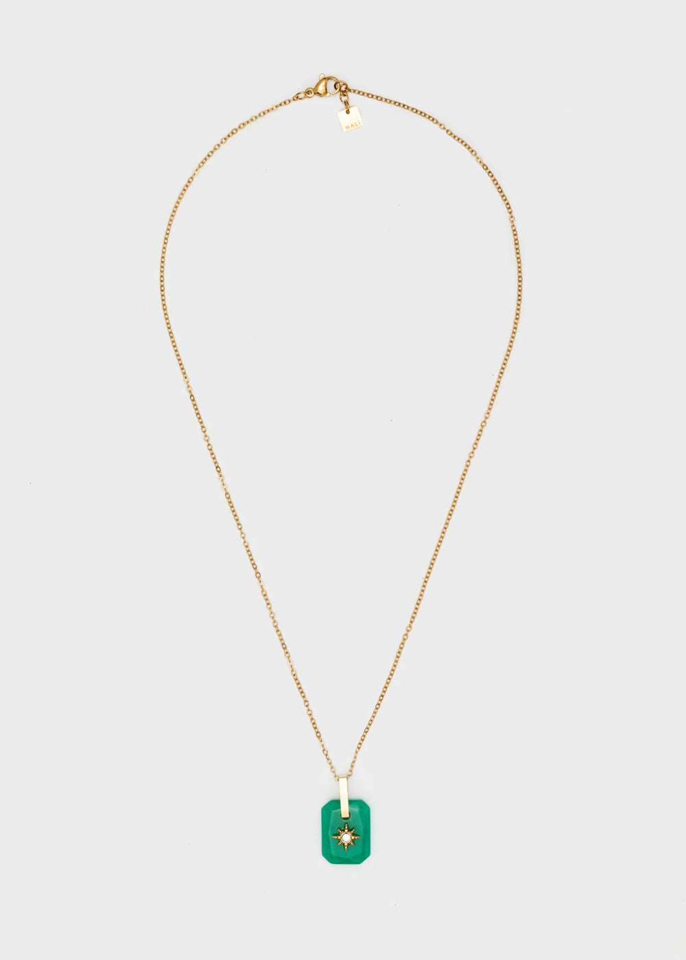 Nalí GOLD NECKLACE W/ GREEN STONE PENDANT Outlet