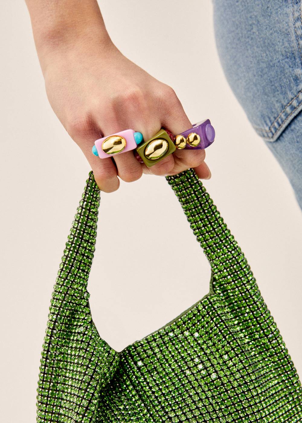Nalí SUNNY ROUNDED RING IN GREEN RESIN In Linea