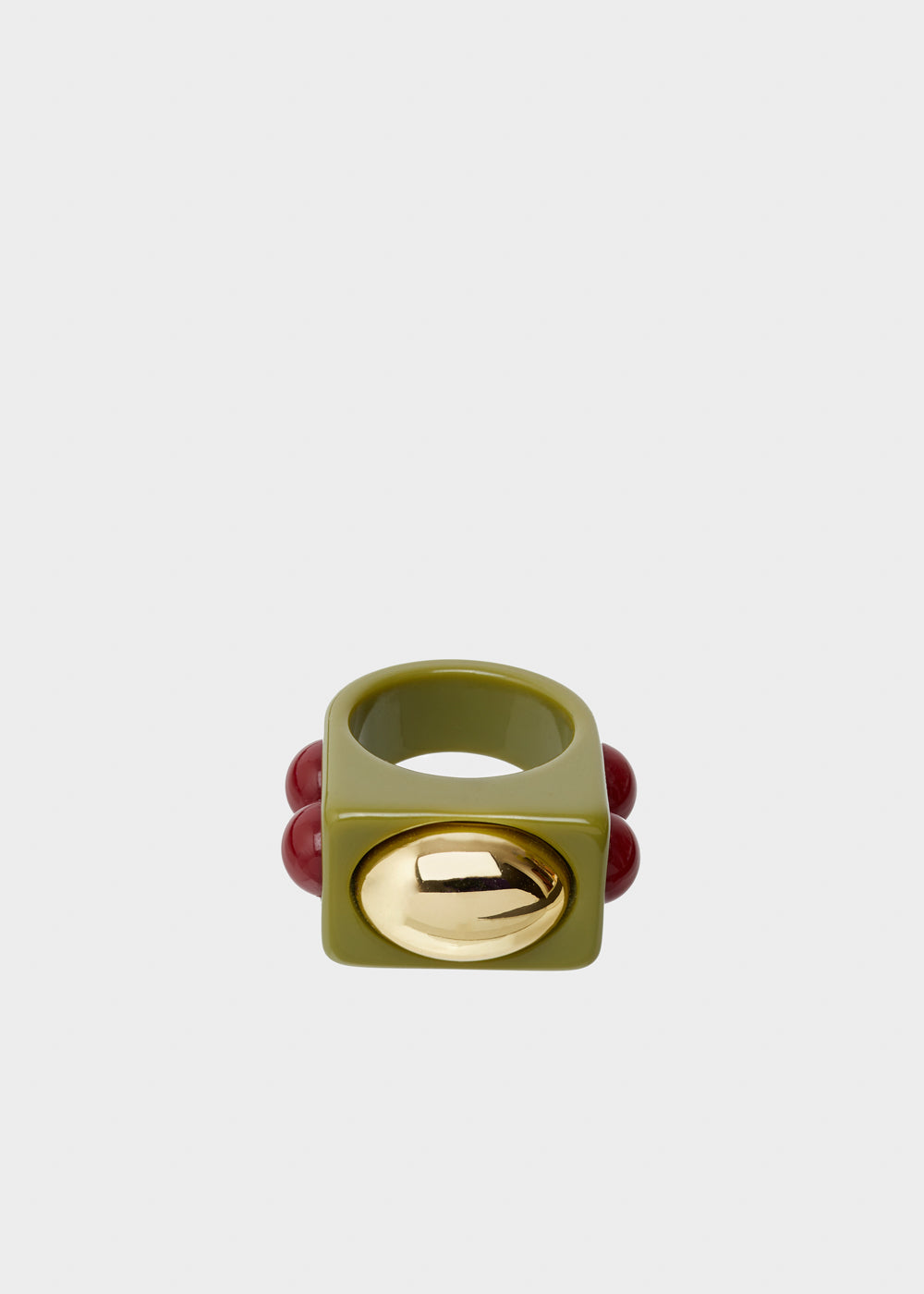 Nalí SUNNY ROUNDED RING IN GREEN RESIN In Linea
