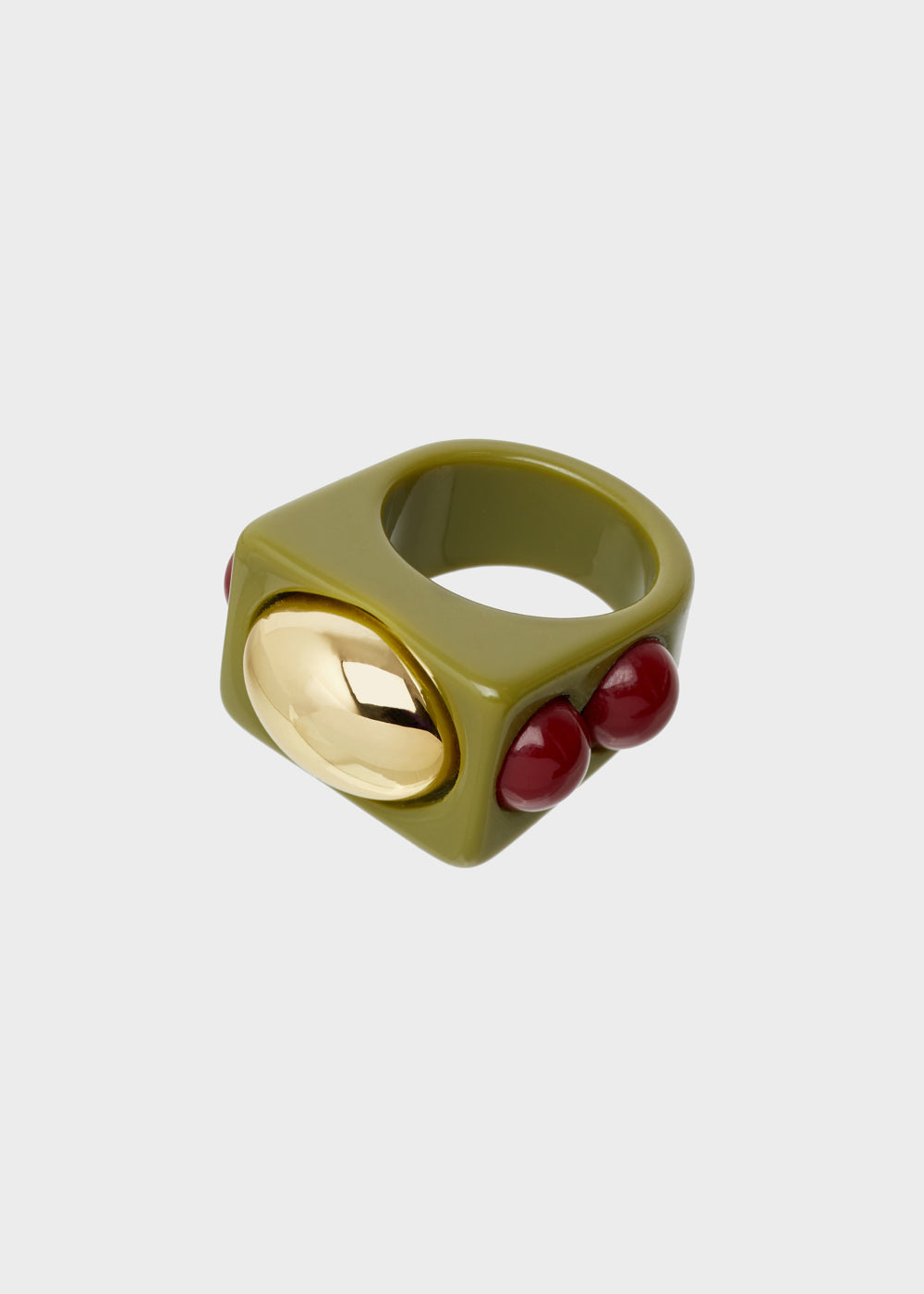 Nalí SUNNY ROUNDED RING IN GREEN RESIN In Linea
