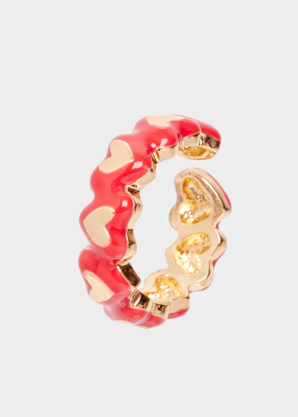 Nalí DELFI ENAMEL HEART RING IN RED Spedizione Gratuita