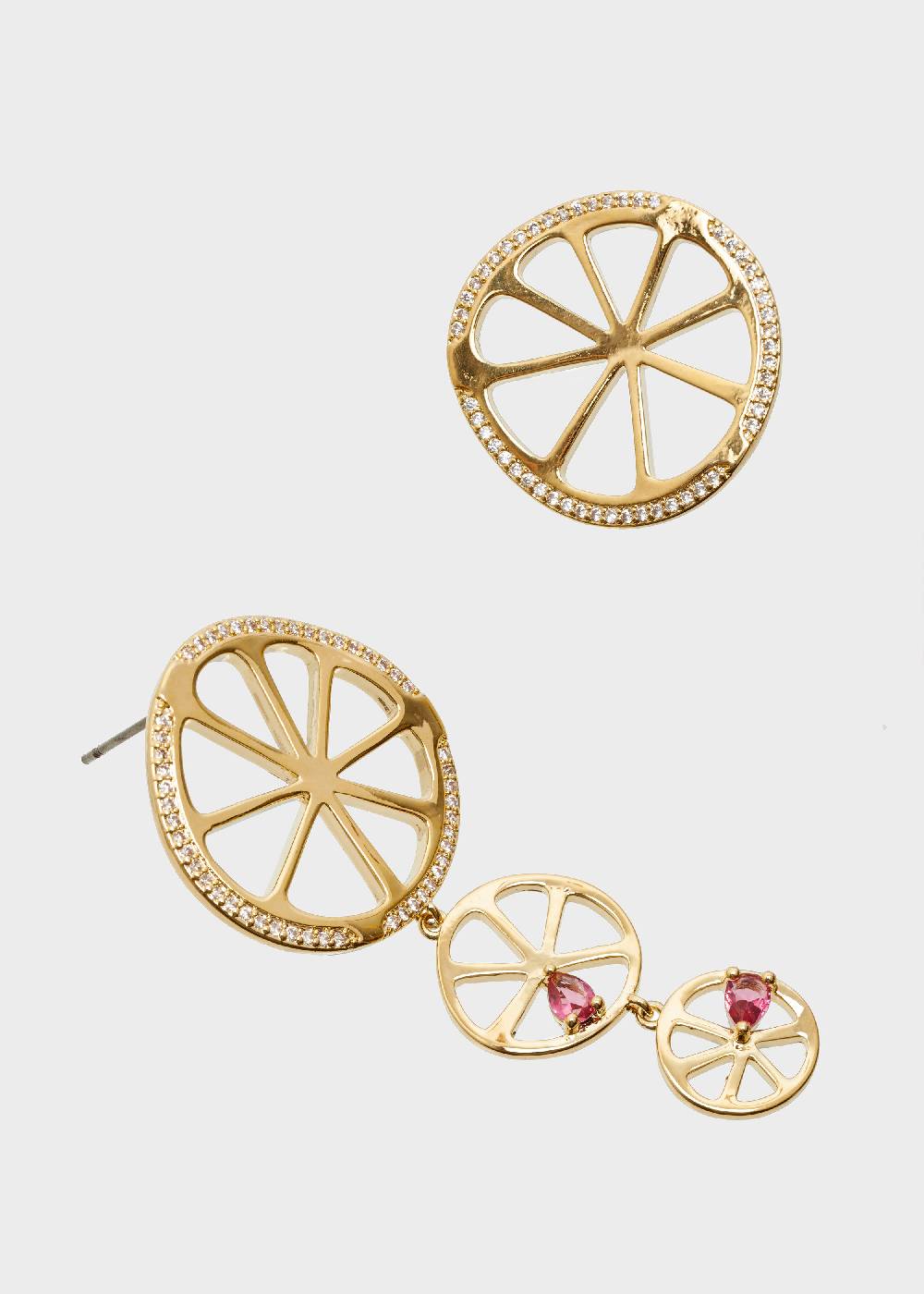 Nalí 14K GOLD PLATED WHEEL EARRINGS W/ ZIRCONS Pezzi Unici