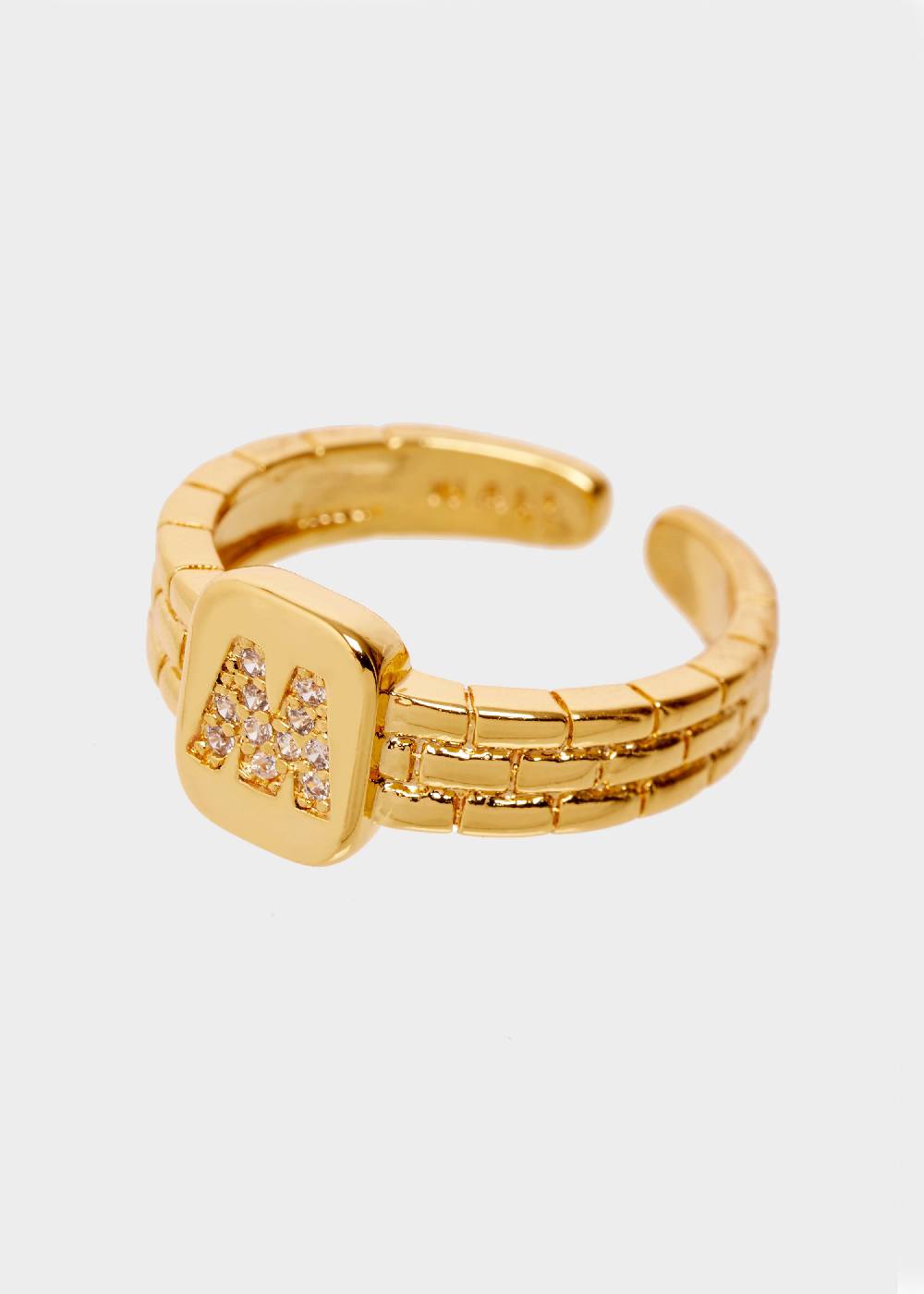 Nalí THIN RING WITH M LETTER IN ZIRCONS Qualità Garantita
