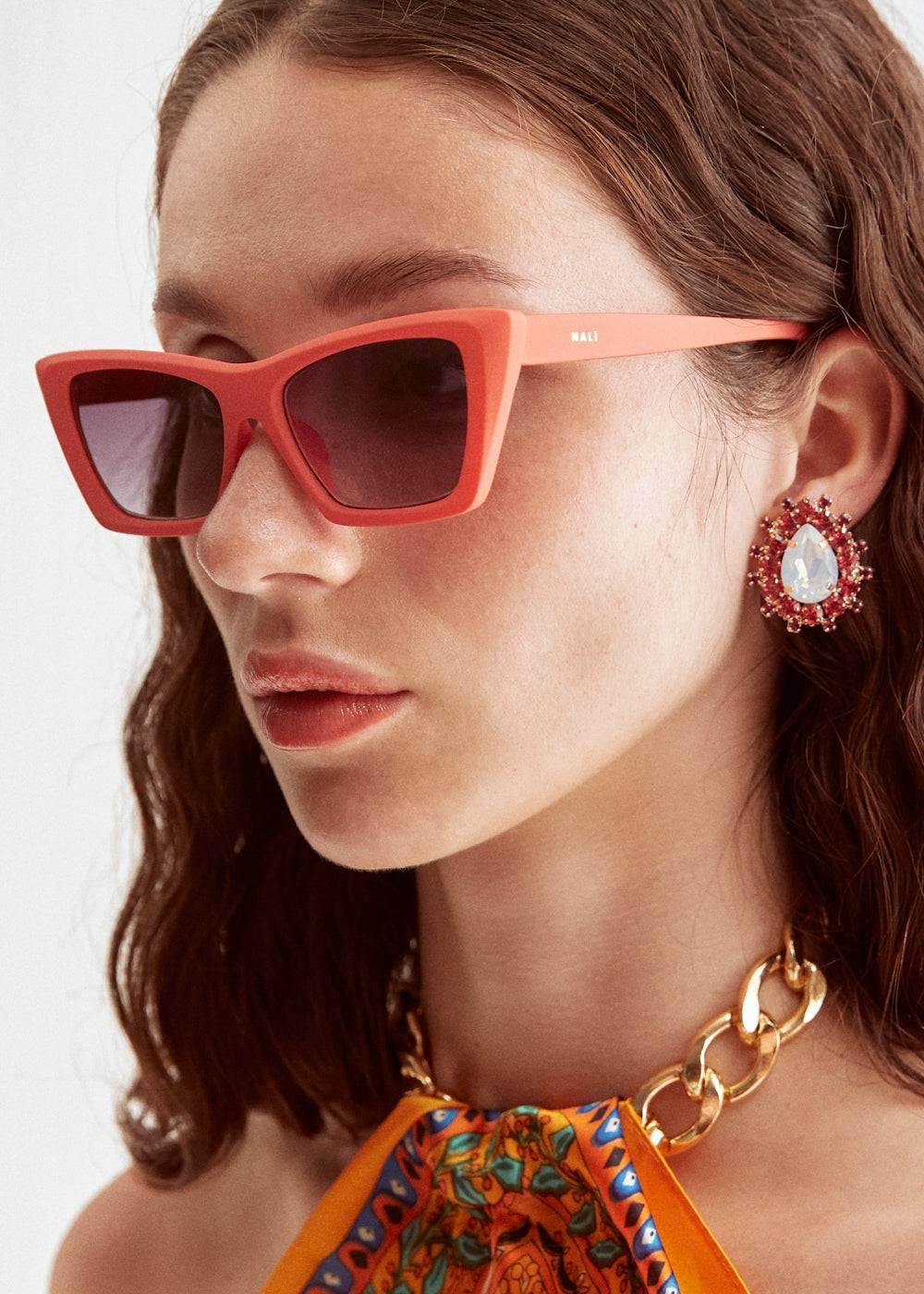 Nalí JINA RECTANGULAR SALMON SUNGLASSES Promozione Limitata