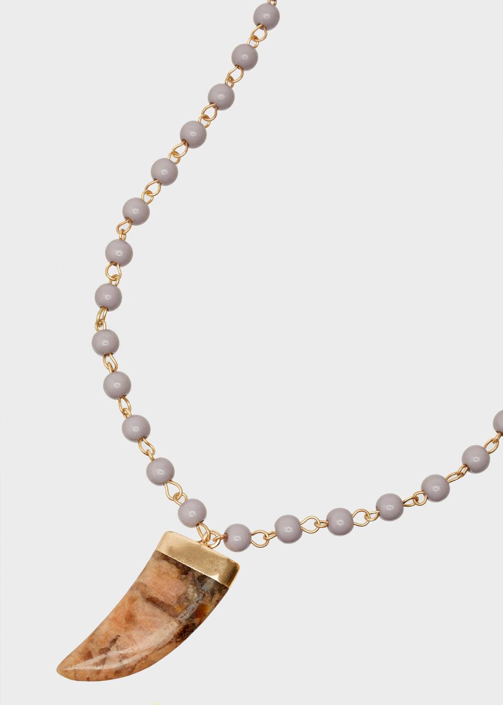 Nalí LONG NECKLACE W/ GRAY SPHERES AND HORN CHARM Shopping Online